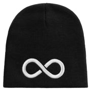 Infinity Embroidered 8 inch Acrylic Short beanie - Black OSFM