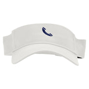 Phone Outline Embroidered Cotton Twill Sun Visor - White OSFM