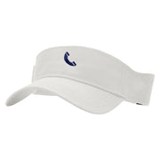 Phone Outline Embroidered Cotton Twill Sun Visor - White OSFM