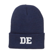 DE Delaware State Embroidered Long Beanie