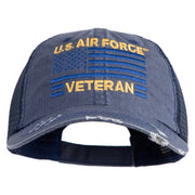 US Air Force Veteran with Flag Embroidered Low Profile Special Cotton Mesh Cap - Navy OSFM