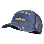 US Air Force Veteran with Flag Embroidered Low Profile Special Cotton Mesh Cap - Navy OSFM