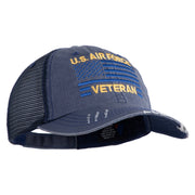 US Air Force Veteran with Flag Embroidered Low Profile Special Cotton Mesh Cap - Navy OSFM