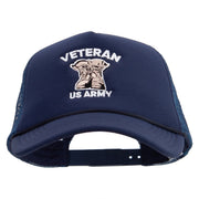 US Army Veteran Embroidered Summer Foam Mesh Trucker Cap - Navy OSFM