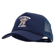 US Army Veteran Embroidered Summer Foam Mesh Trucker Cap - Navy OSFM