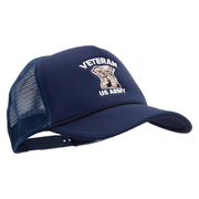 US Army Veteran Embroidered Summer Foam Mesh Trucker Cap - Navy OSFM