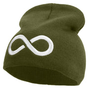 Infinity Embroidered 8 inch Acrylic Short beanie - Olive OSFM