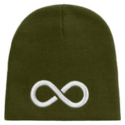 Infinity Embroidered 8 inch Acrylic Short beanie - Olive OSFM