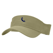 Phone Outline Embroidered Cotton Twill Sun Visor - Khaki OSFM