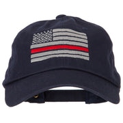 Thin Red Line American Flag Embroidered Unstructured Cotton Washed Cap