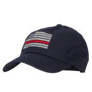 Thin Red Line American Flag Embroidered Unstructured Cotton Washed Cap