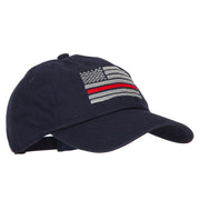 Thin Red Line American Flag Embroidered Unstructured Cotton Washed Cap