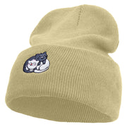 Made in USA Cute Cats Embroidered Stretch ECO Cotton Long Beanie - Beige OSFM