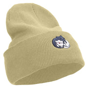 Made in USA Cute Cats Embroidered Stretch ECO Cotton Long Beanie - Beige OSFM