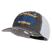 US Air Force Veteran with Flag Embroidered Low Profile Special Cotton Mesh Cap - Black OSFM
