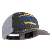US Air Force Veteran with Flag Embroidered Low Profile Special Cotton Mesh Cap - Black OSFM