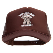 US Army Veteran Embroidered Summer Foam Mesh Trucker Cap - Chocolate OSFM