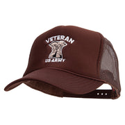 US Army Veteran Embroidered Summer Foam Mesh Trucker Cap - Chocolate OSFM