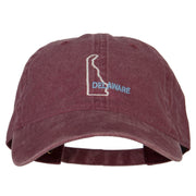 Delaware with Map Outline Embroidered Washed Cotton Twill Cap