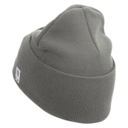 USMC Logo Embroidered 12 Inch Solid Knit Cuff Long Beanie Made in USA - Dk-Ash OSFM