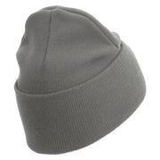 USMC Logo Embroidered 12 Inch Solid Knit Cuff Long Beanie Made in USA - Dk-Ash OSFM