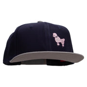 Pink 50's Poodle Embroidered Patched Wool Blend Pro Style 2 Tone Snapback - Grey-Navy OSFM