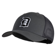 Old English D Iron On Patched Retro Trucker Cap - Dk-Heather OSFM
