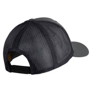 Old English D Iron On Patched Retro Trucker Cap - Dk-Heather OSFM