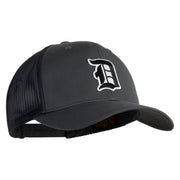 Old English D Iron On Patched Retro Trucker Cap - Dk-Heather OSFM
