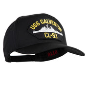 USS Galveston CL 93 Patched Solid Cotton Twill 5 Panel Prostyle Snap Cap - Black OSFM