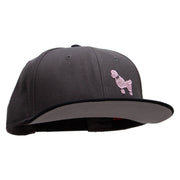 Pink 50's Poodle Embroidered Patched Wool Blend Pro Style 2 Tone Snapback - Black-Charcoal OSFM