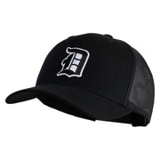 Old English D Iron On Patched Retro Trucker Cap - Black OSFM