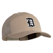 Old English D Iron On Patched Retro Trucker Cap - Khaki OSFM