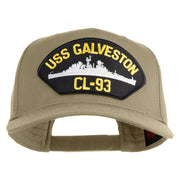 USS Galveston CL 93 Patched Solid Cotton Twill 5 Panel Prostyle Snap Cap - Khaki OSFM
