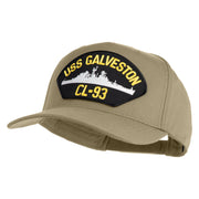 USS Galveston CL 93 Patched Solid Cotton Twill 5 Panel Prostyle Snap Cap - Khaki OSFM