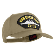 USS Galveston CL 93 Patched Solid Cotton Twill 5 Panel Prostyle Snap Cap - Khaki OSFM