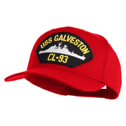 USS Galveston CL 93 Patched Solid Cotton Twill 5 Panel Prostyle Snap Cap - Red OSFM