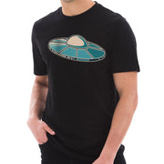 UFO Space Craft Graphic Design Ring Spun Combed Cotton Short Sleeve Deluxe Jersey T-Shirt - Black XS