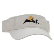 Desert Silhouette Embroidered Pro Style Cotton Twill Washed Visor - Stone OSFM