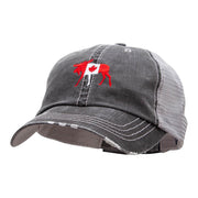 Canada Moose Embroidered Frayed Mesh Cap