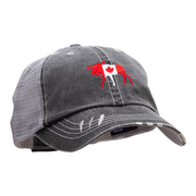 Canada Moose Embroidered Frayed Mesh Cap