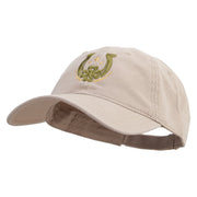 Lucky Horseshoe Clover Embroidered Garment Washed Cotton Twill Cap - Khaki OSFM