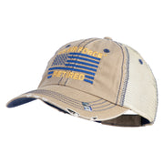 US Air Force Retired with Flag Embroidered Low Profile Special Cotton Mesh Cap - Khaki OSFM