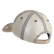 US Air Force Retired with Flag Embroidered Low Profile Special Cotton Mesh Cap - Khaki OSFM