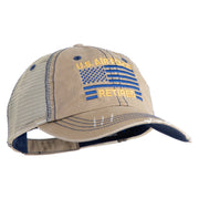 US Air Force Retired with Flag Embroidered Low Profile Special Cotton Mesh Cap - Khaki OSFM