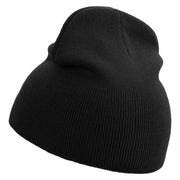 Japanese Style Cloud Embroidered 8 inch Acrylic Short beanie - Black OSFM