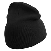 Japanese Style Cloud Embroidered 8 inch Acrylic Short beanie - Black OSFM