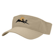 Desert Silhouette Embroidered Pro Style Cotton Twill Washed Visor - Khaki OSFM