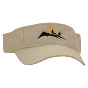 Desert Silhouette Embroidered Pro Style Cotton Twill Washed Visor - Khaki OSFM