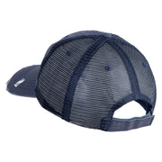 US Air Force Retired with Flag Embroidered Low Profile Special Cotton Mesh Cap - Navy OSFM